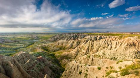 Distinct rock layers formed over millions of years to create rugged peaks 