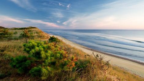 The Atlantic Ocean surf from atop a dune