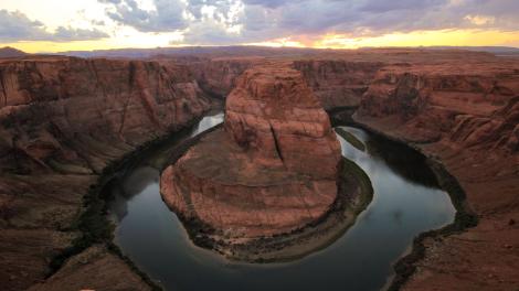 Aerial view of Horseshoe Bend in the Glen Canyon National Recreational Area near Page, Arizona Aerial view of Horseshoe Bend in the Glen Canyon National Recreational Area near Page, Arizona