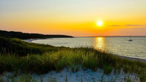 A spectacular sunset over Lambert’s Cove Beach