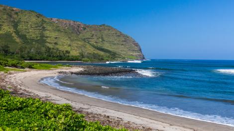 Hālawa Valley Beach Park on the eastern shore of Molokaʻi