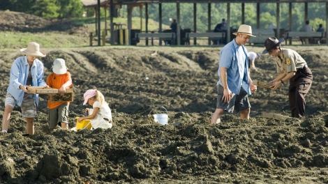 Digging for diamonds in Crater of Diamonds State Park in Murfreesboro, Arkansas