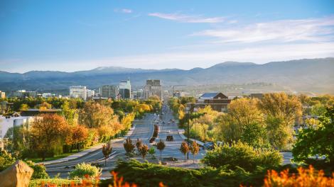 Overlooking downtown Boise, Idaho in early fall