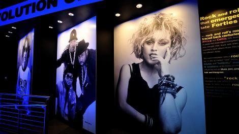 Exploring the exhibits inside the Rock & Roll Hall of Fame in Cleveland, Ohio Exploring the exhibits inside the Rock & Roll Hall of Fame in Cleveland, Ohio