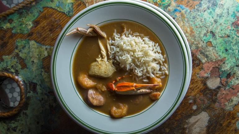 There’s seemingly no end to the depth of flavor in a bowl of gumbo, a dark roux studded with savory meats and seafood. 