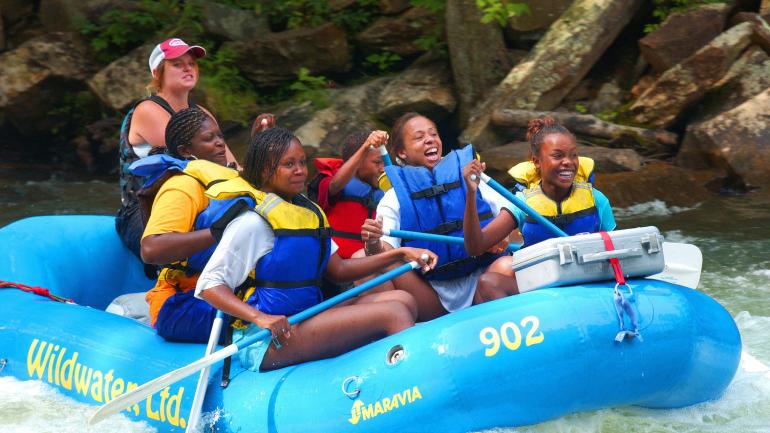 Rafting through the rapids in North Carolina