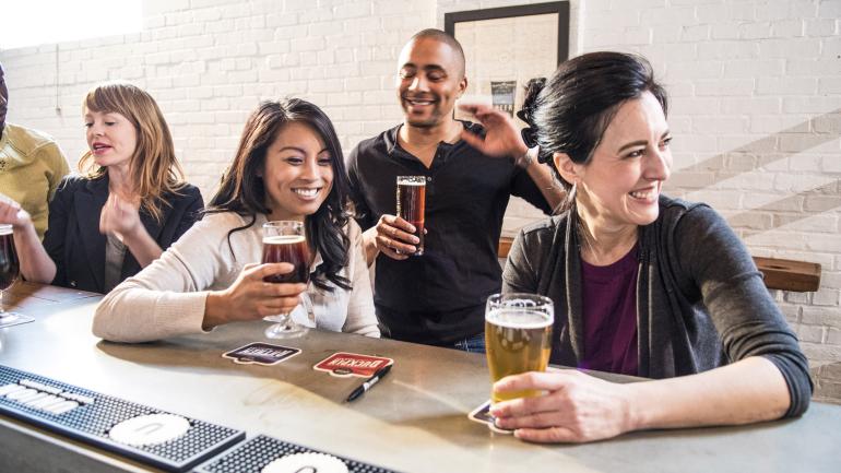 Beer tasting at the tap room at Union Craft Brewing