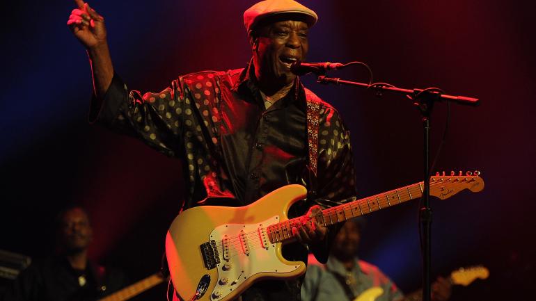 Legendary Blues musician Buddy Guy onstage at his club in Chicago