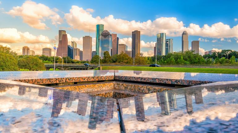 Die Skyline der Innenstadt von Houston, Texas