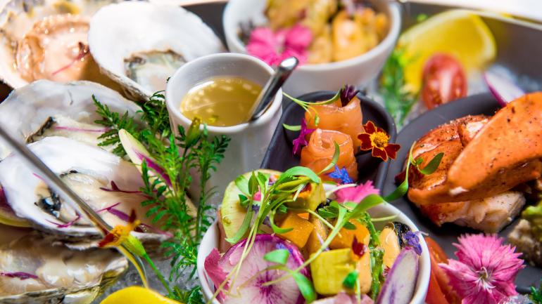 A colorful selection of seafood at Magdalena in The Ivy Hotel