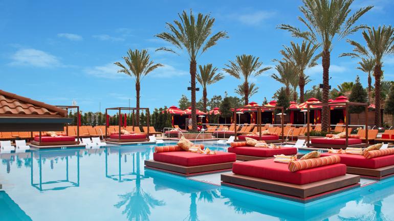 The perfect setting to lounge by the pool at the Golden Nugget Lake Charles Hotel & Casino