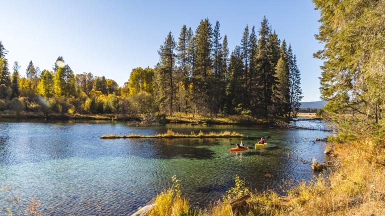 Kayaking at J. F. Kimball State Park near Fort Klamath, Oregon
