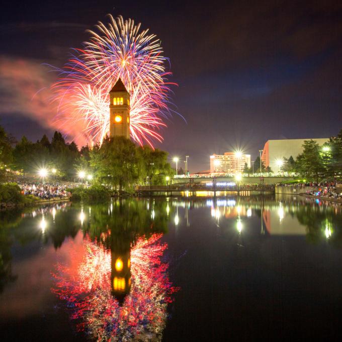 Fireworks over Spokane’s Riverfront Park