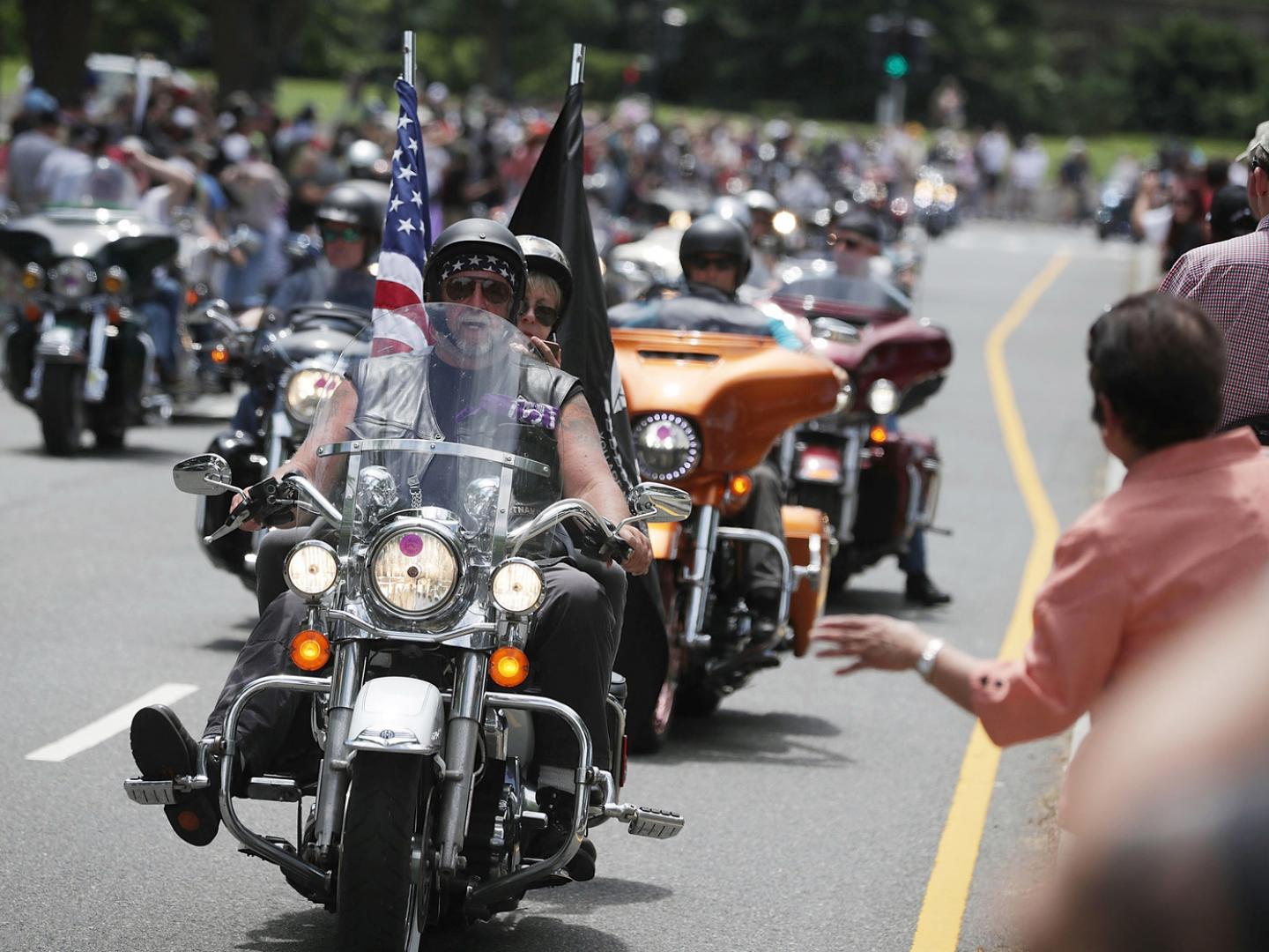 Motorcycles during the Rolling Thunder Run