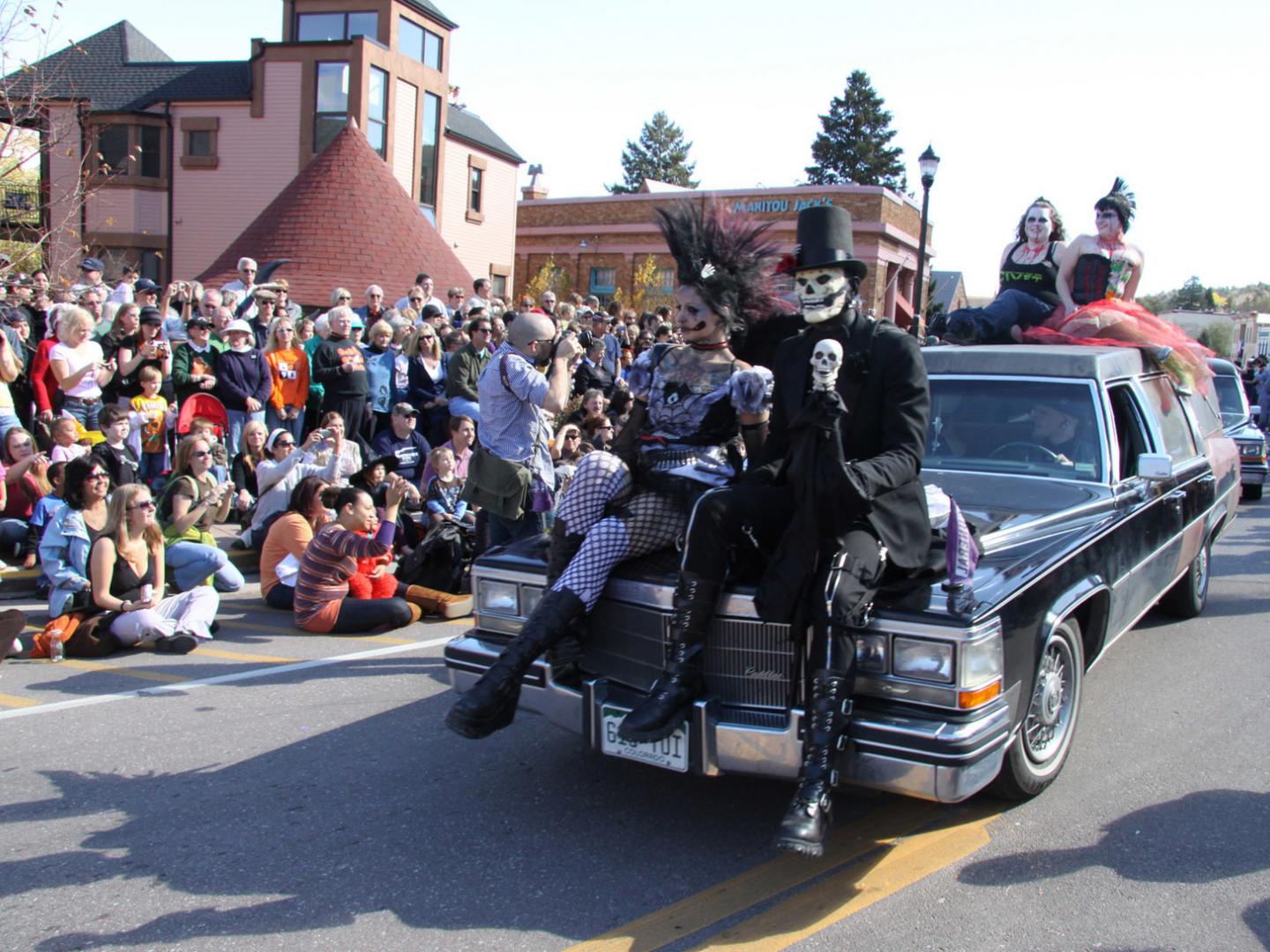 Skeletal crew in the parade for the Emma Crawford Coffin Races & Festival