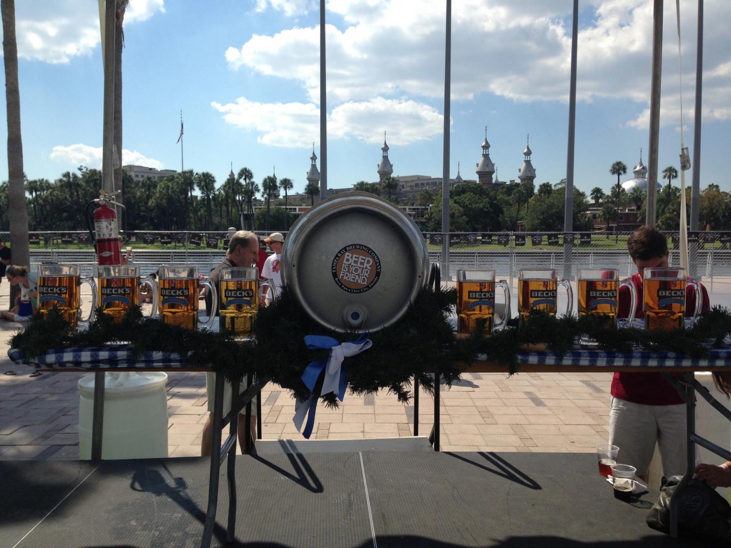 A sampling of German beers during Tampa’s Oktoberfest in Curtis Hixon Park