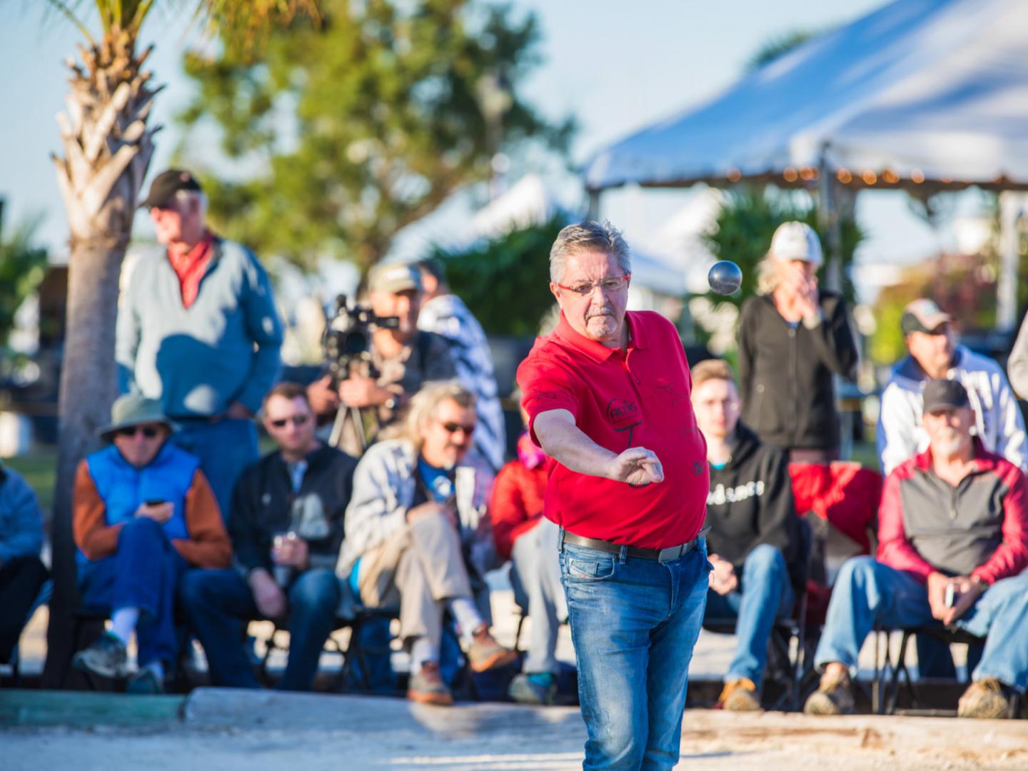 Competing during the Pétanque Amelia Island Open
