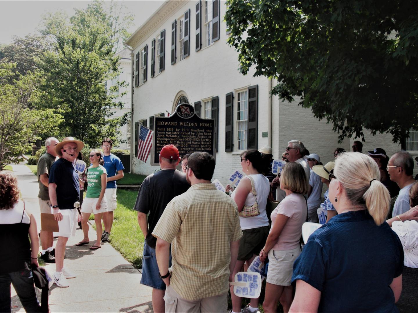 A guided historic walking tour in Huntsville, Alabama