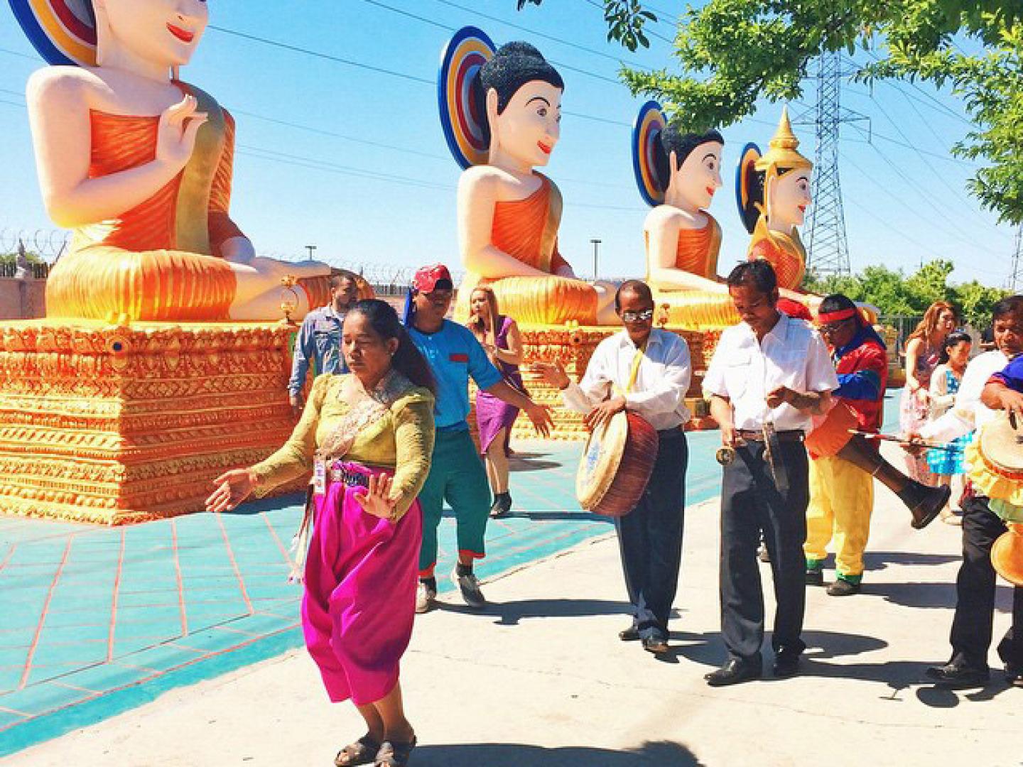 A procession during the Stockton Cambodian Buddhist Temple New Year Celebration in California