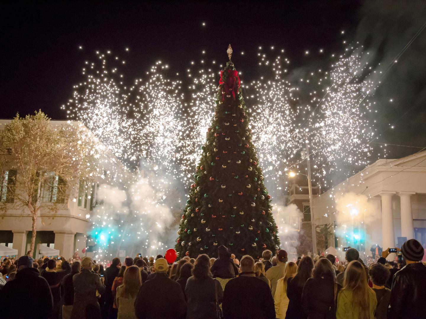 Fireworks during a Christmas celebration in Natchez, Mississippi