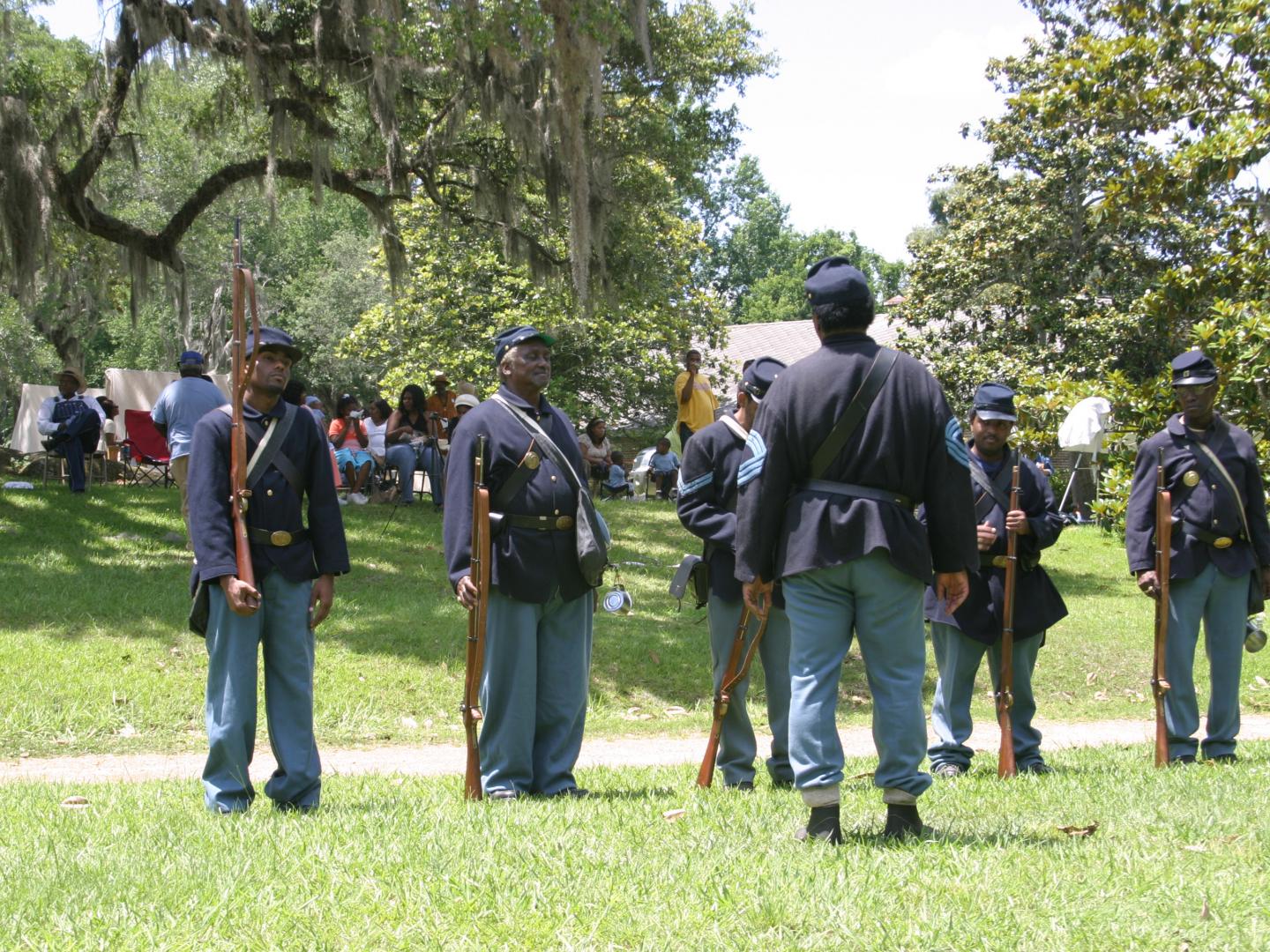 Re-enactors during the Black and Blue Civil War Reenactment in Natchez, Mississippi