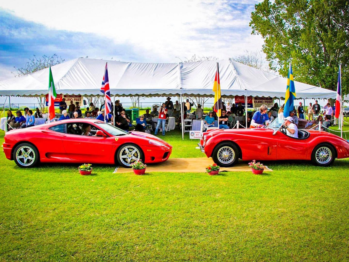 Cars on display at the Natchez Euro Fest car and motorcycle show in Mississippi