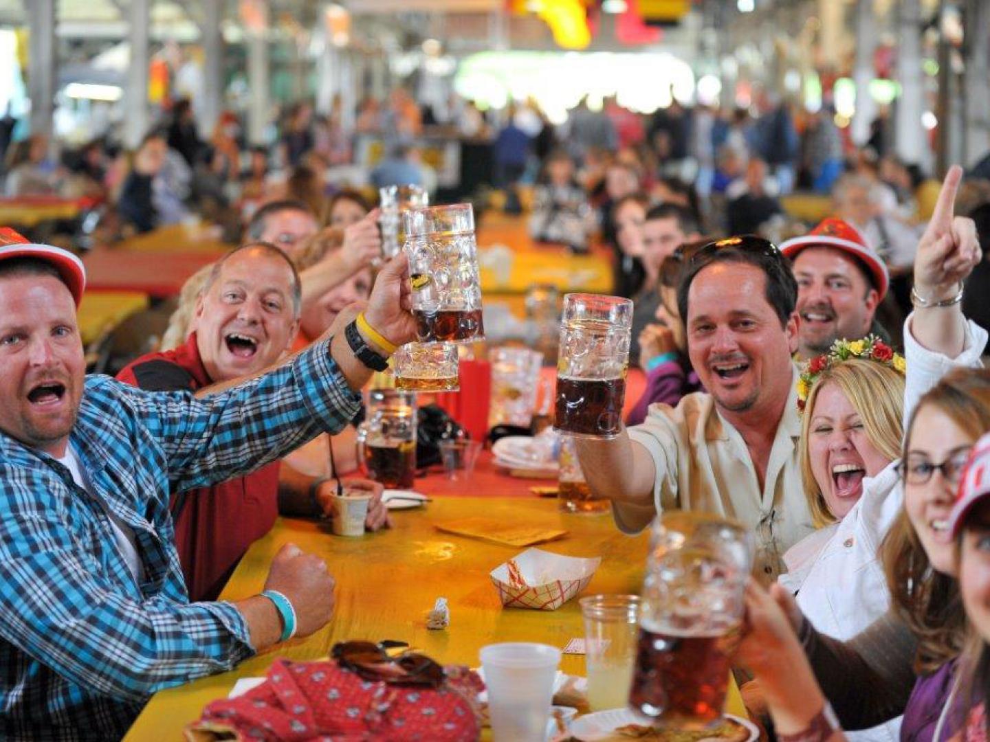 A group toast during Columbus Oktoberfest