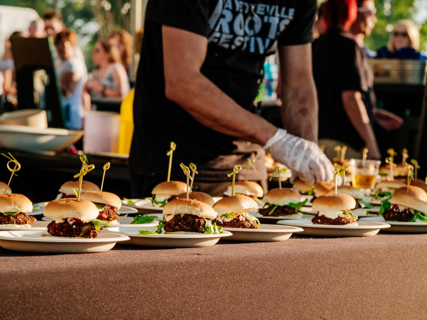 Food set out at the BITE NW Arkansas Food Festival in Rogers, Arkansas