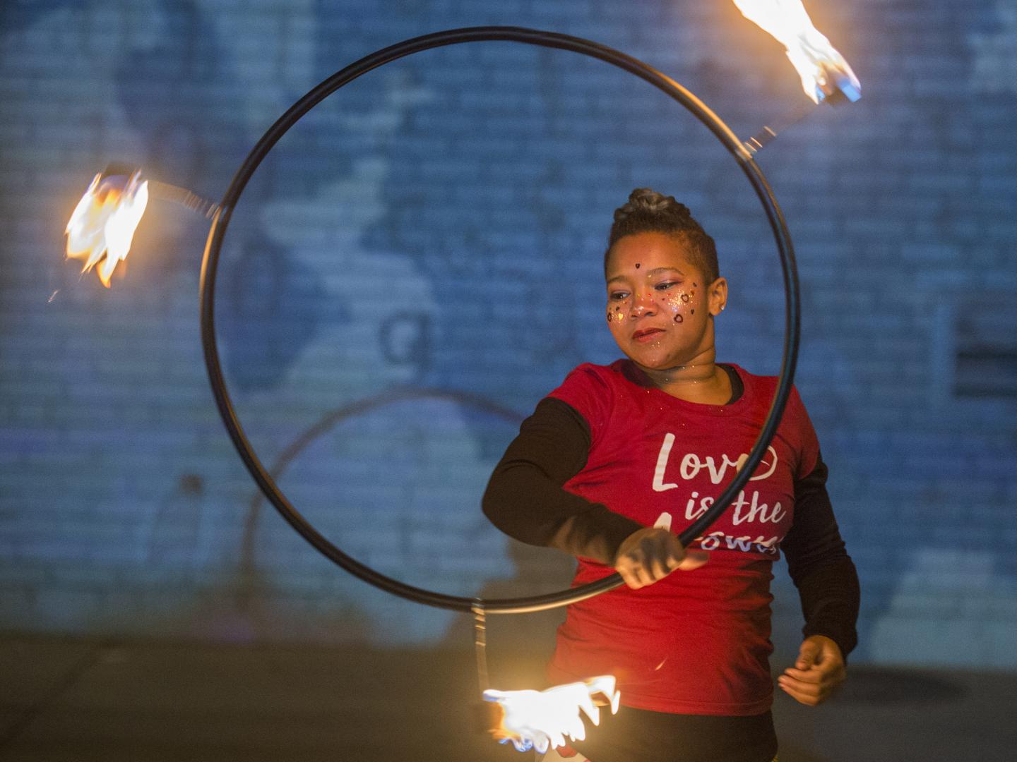 A fiery performance at the Sweetheart Festival in Loveland, Colorado