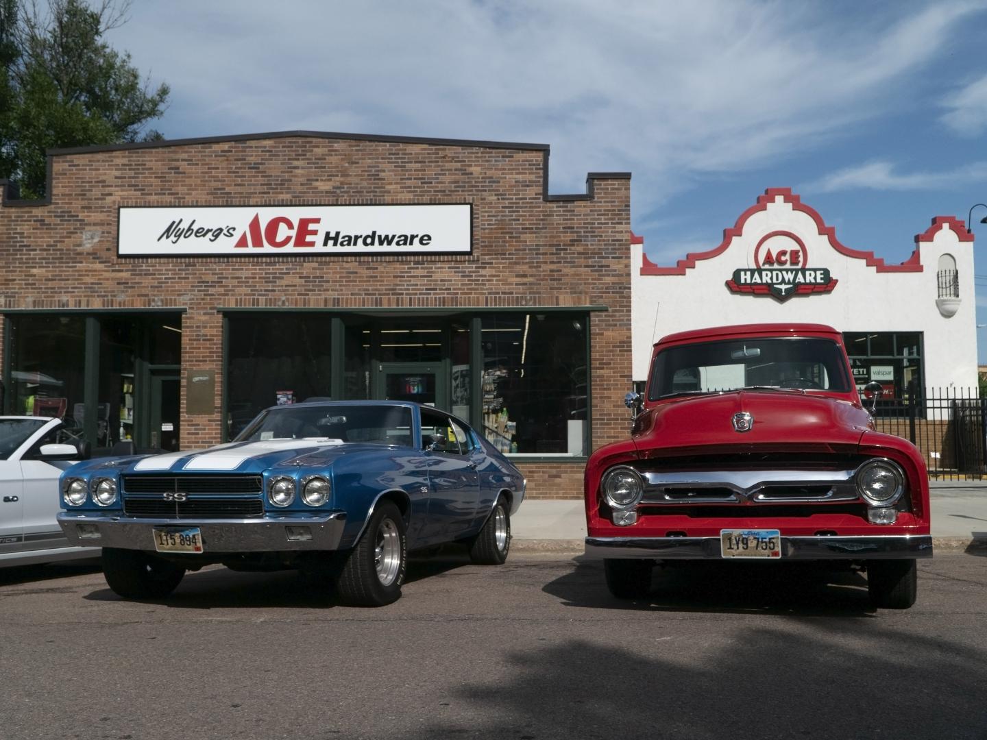 Classic cars on display during Hot Classics Night in Sioux Falls, South Dakota