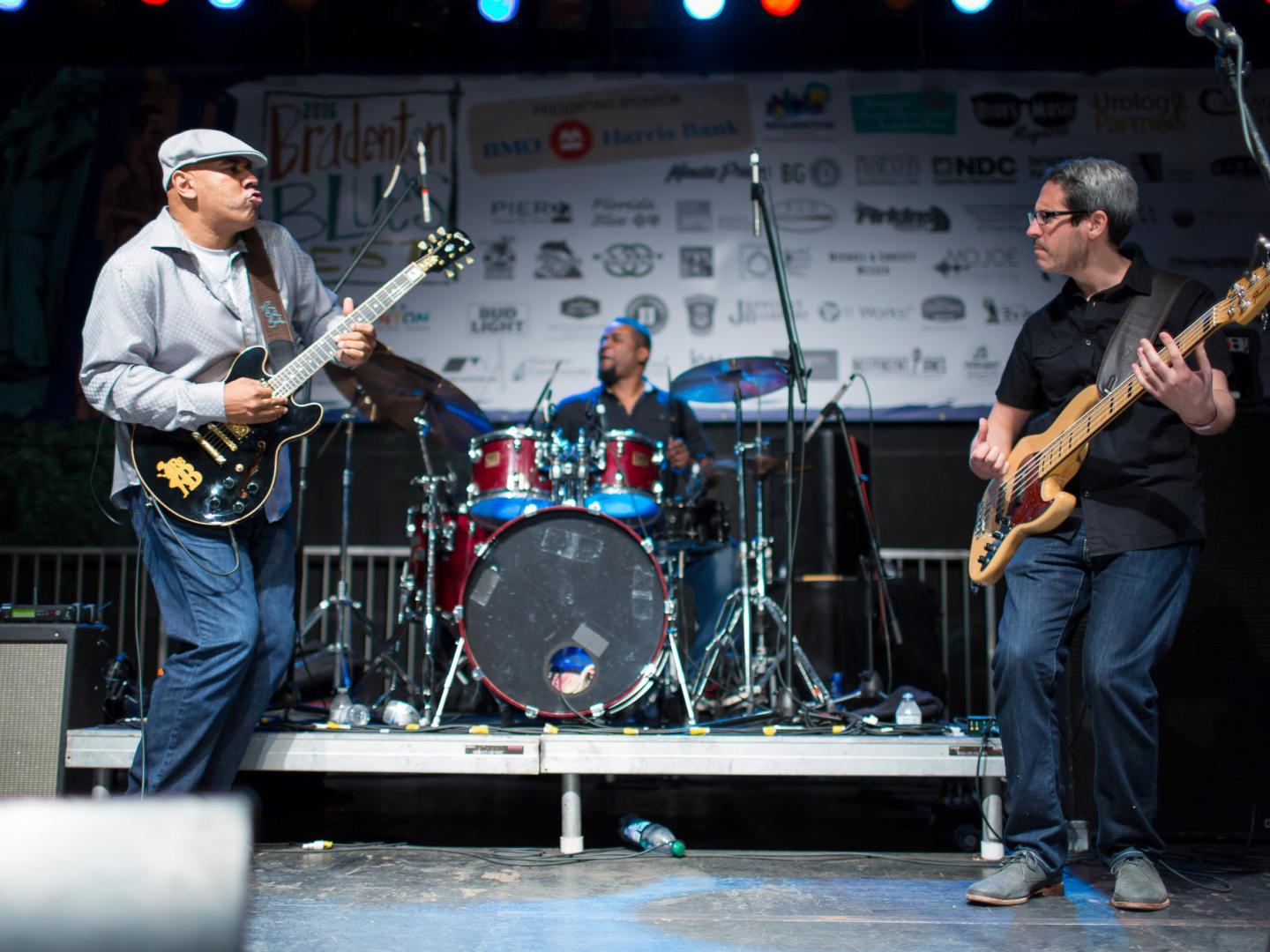 Musicians performing at the Bradenton Blues Festival in Florida
