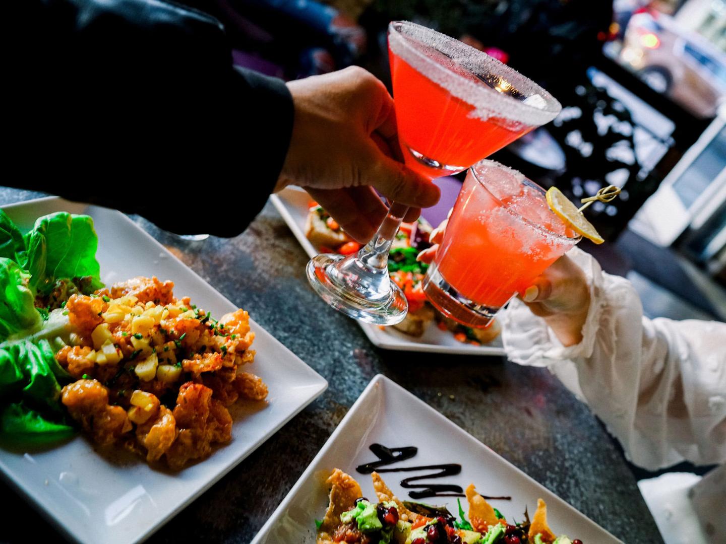 Colorful cocktails and cuisine at a West Hollywood, California, restaurant