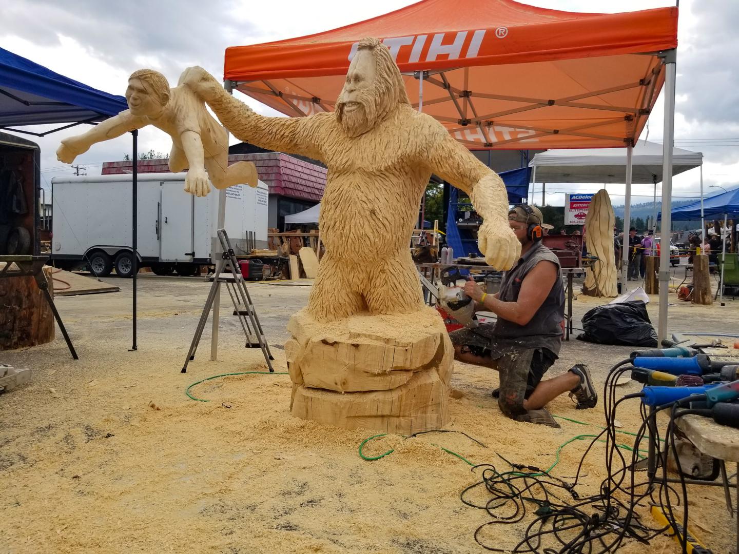 A carving in progress at the Kootenai Country Montana International Chainsaw Carving Championship