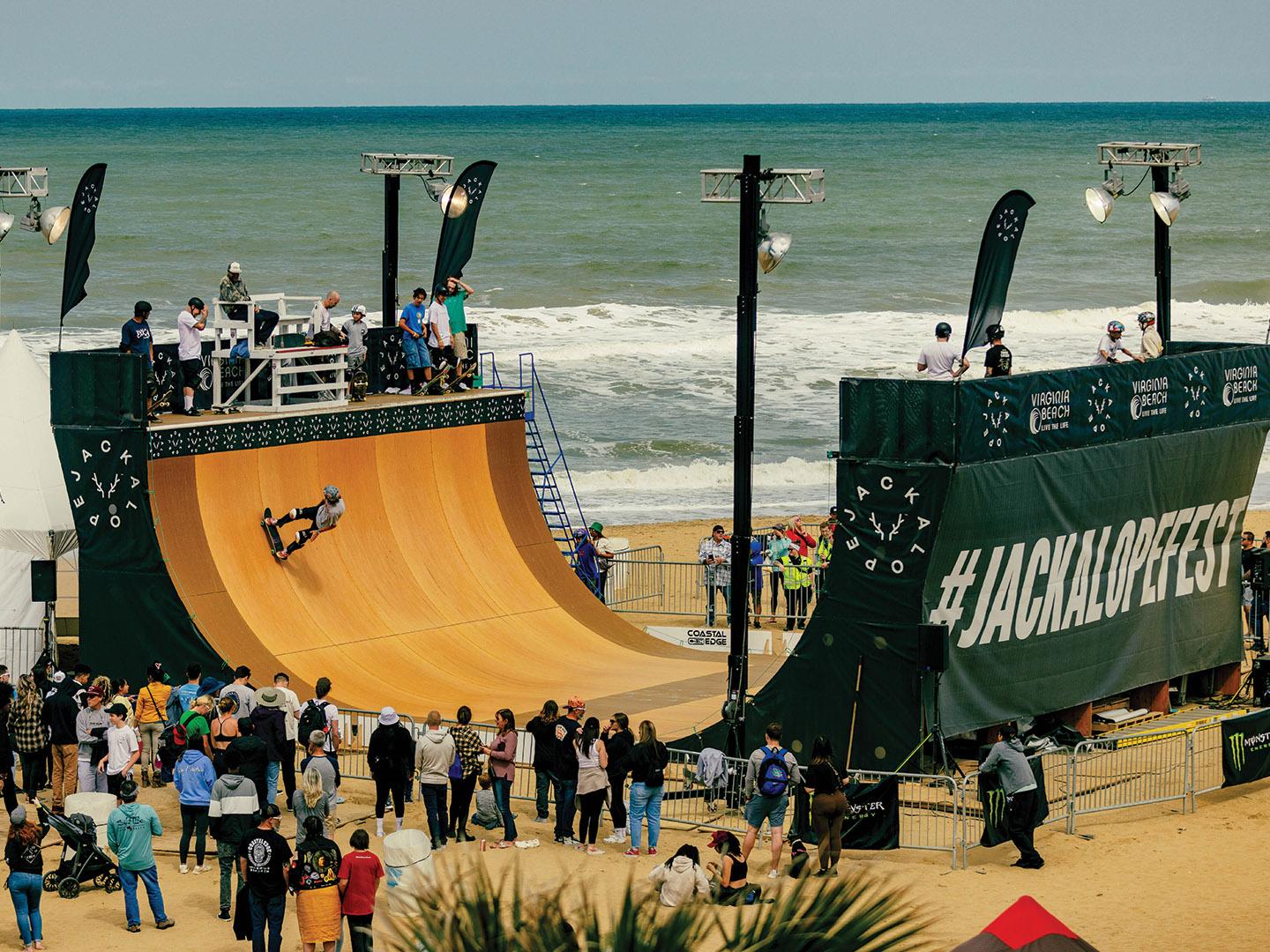 Skateboarders at the annual Jackalope Fest in Virginia Beach, Virginia