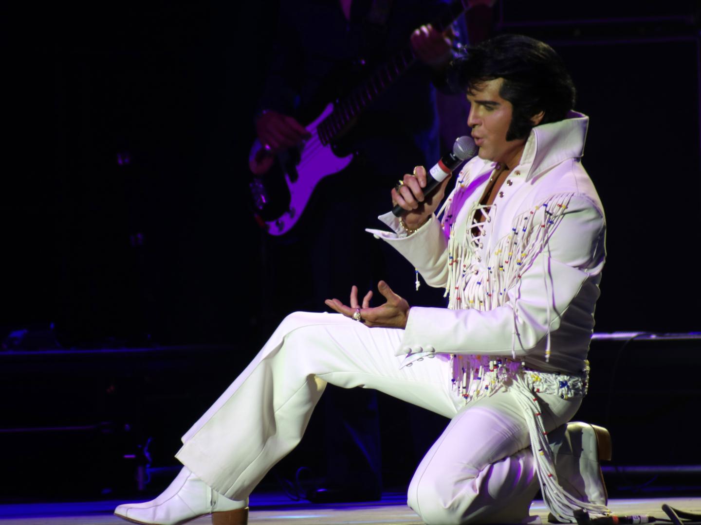 An Elvis impersonator performs at the Tupelo Elvis Festival in Tupelo, Mississippi
