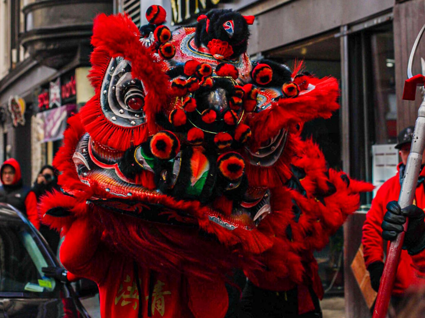 Parade festivities during Chinese New Year in Boston, Massachusetts