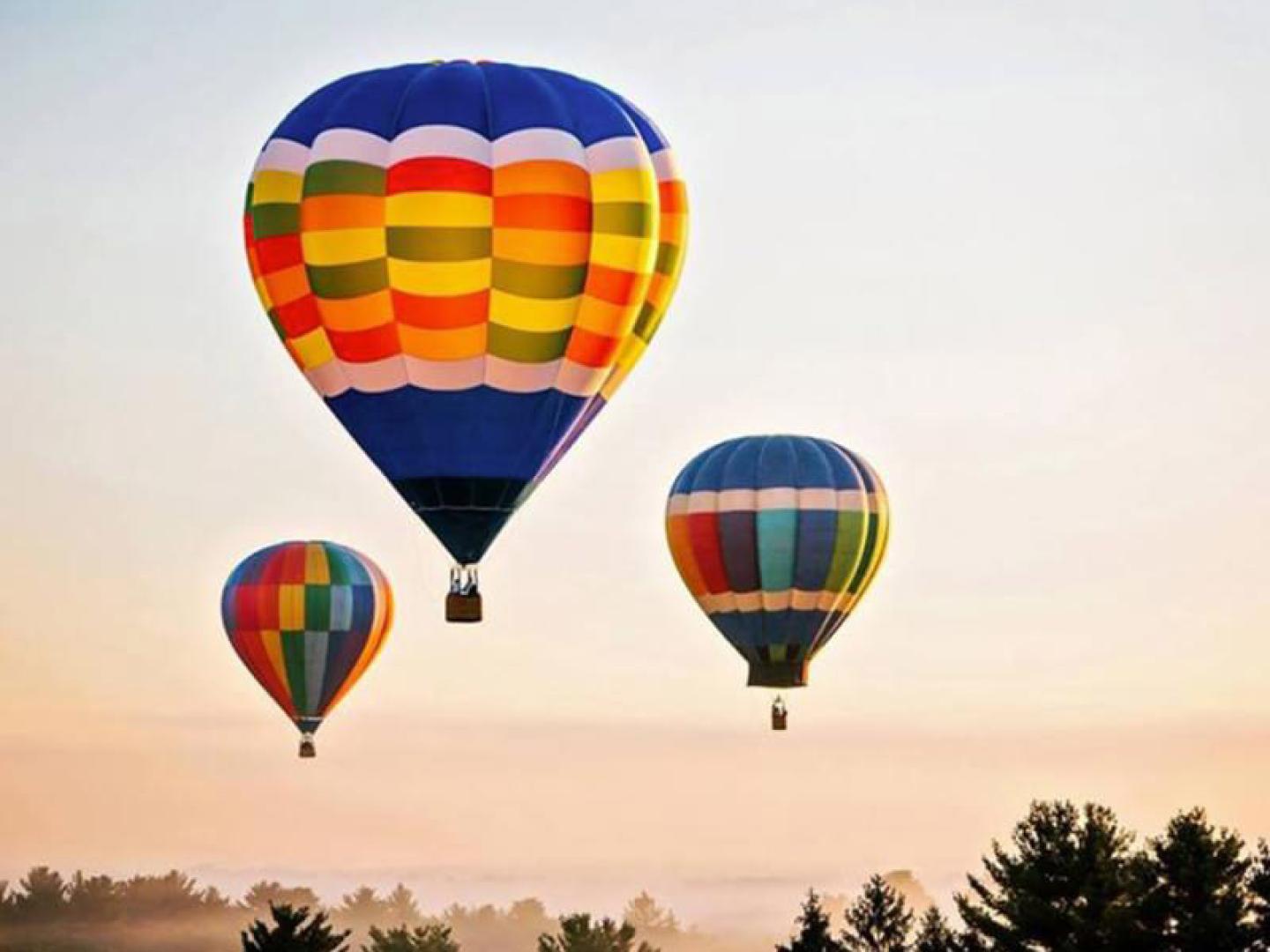 Hot air balloons at the Adirondack Balloon Festival in Lake George, New York