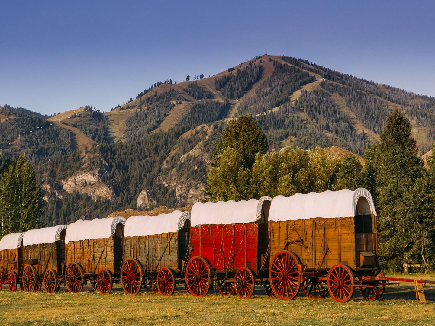 アイダホ州ケッチャムの歴史ある幌馬車