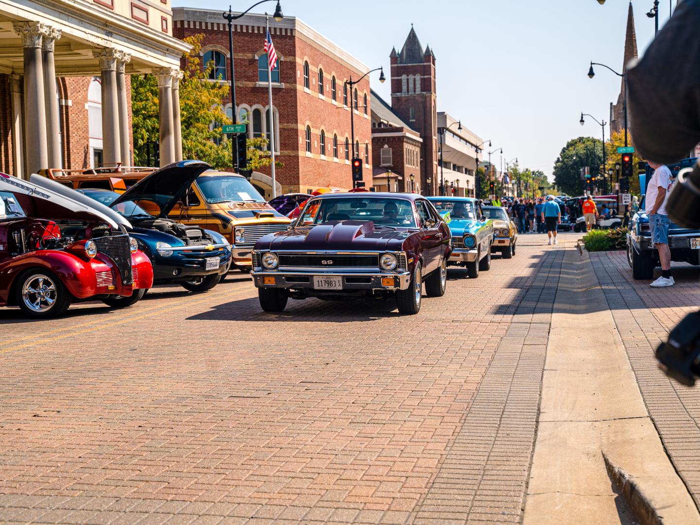 Cars on display during the Mother Road Festival in Springfield, Illinois