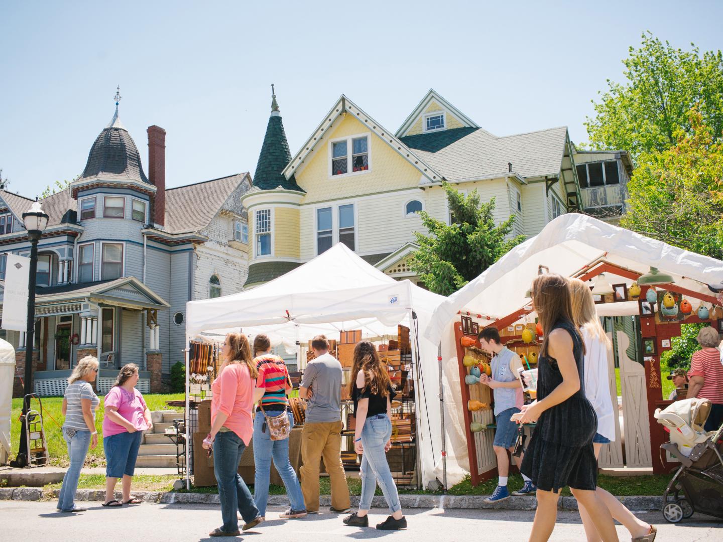Vendor booths at ArtsFest in Springfield, Missouri