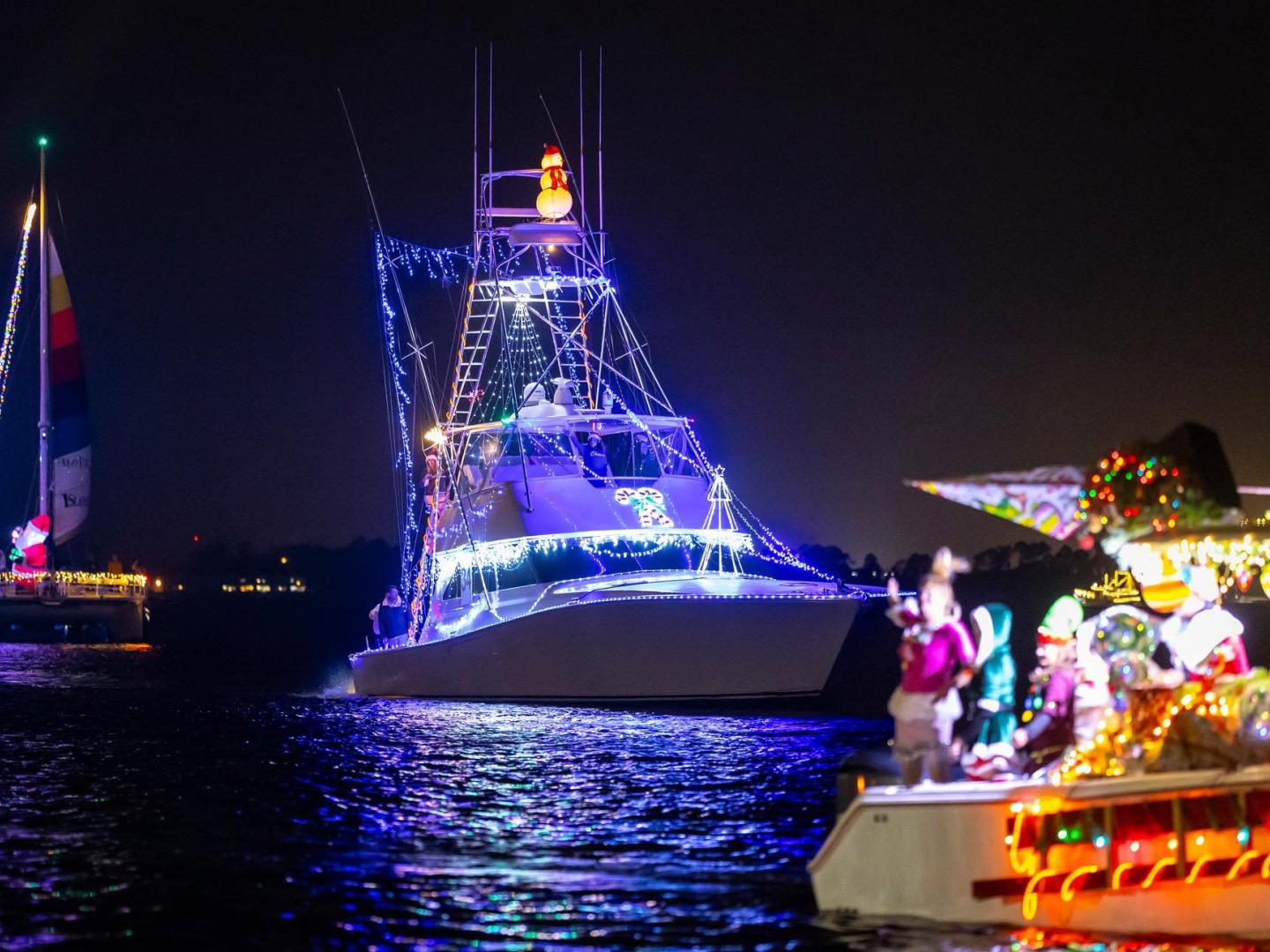 Festive boat displays during Panama City, Florida’s Boat Parade of Lights