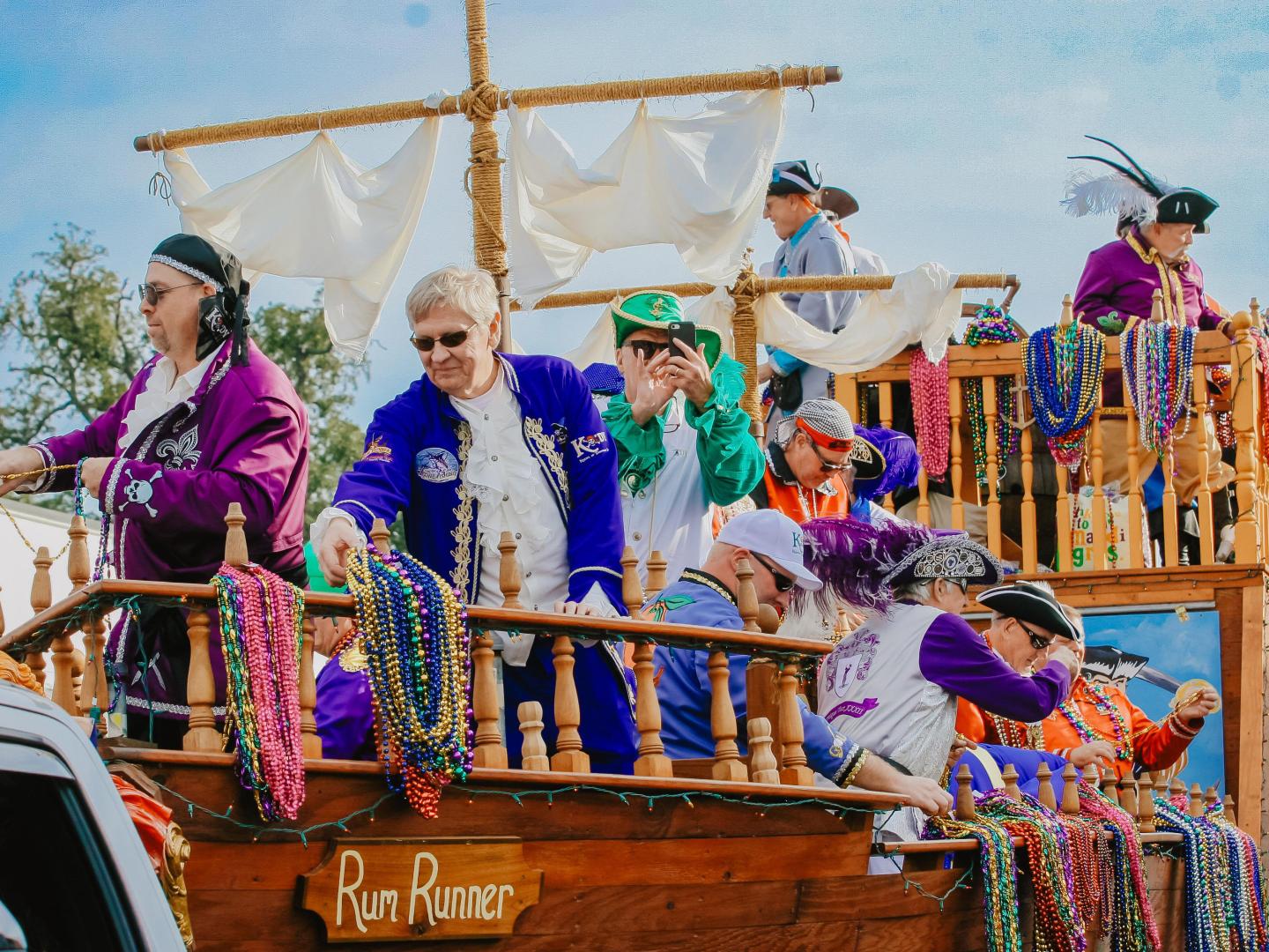 Parade float from the largest Mardi Gras celebration in Panama City, Florida 