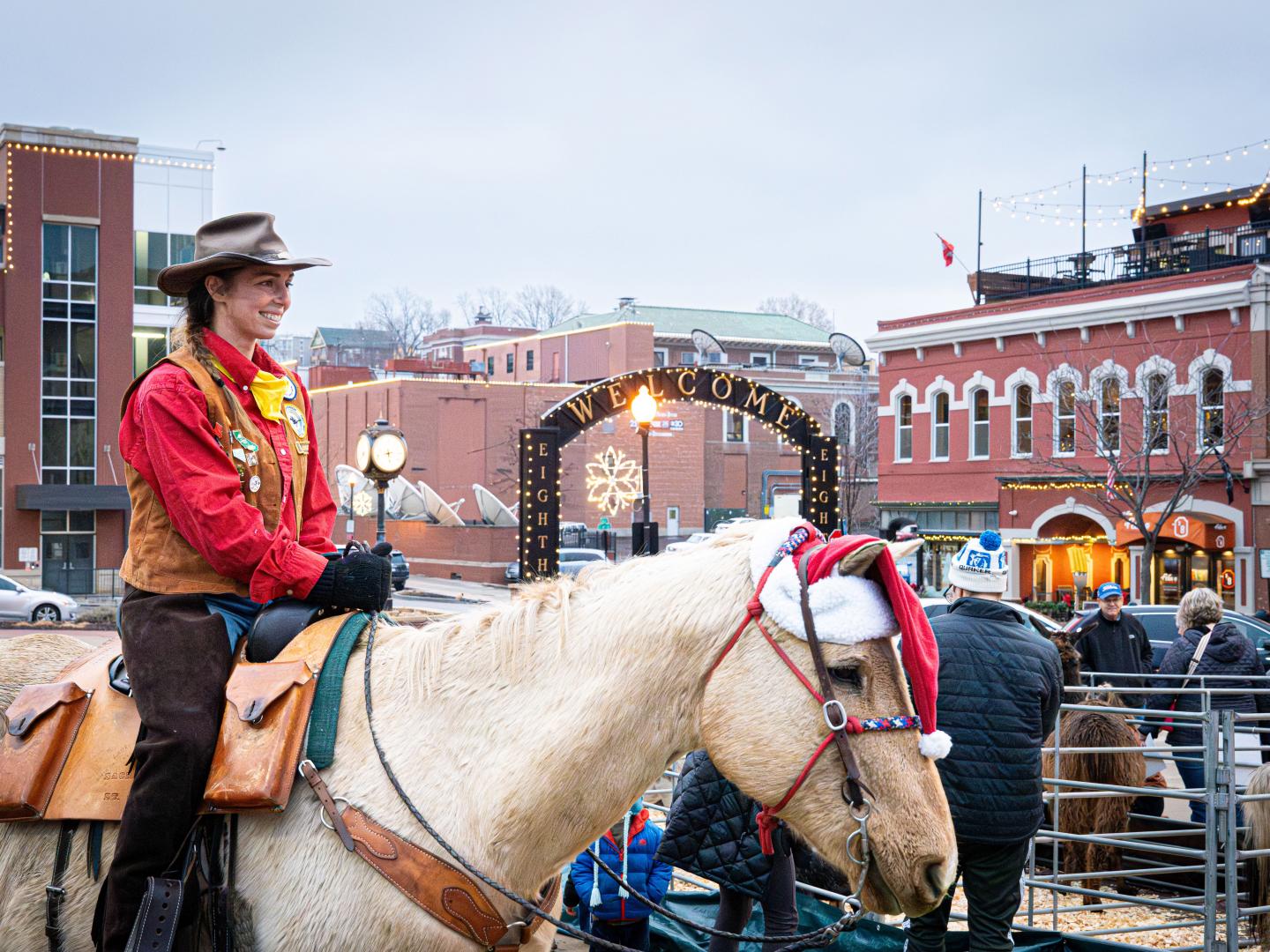 Holiday petting zoo in downtown St. Joseph, Missouri 