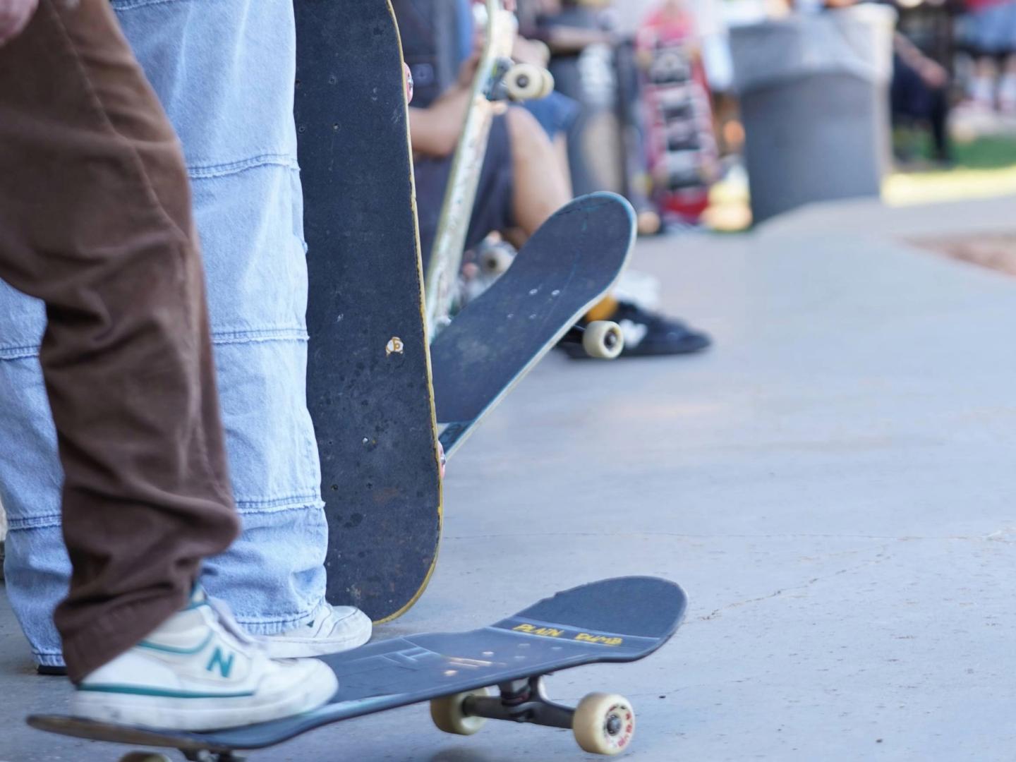 Skateboarders participating in the annual Skateboard Day in Cedar Park, Texas