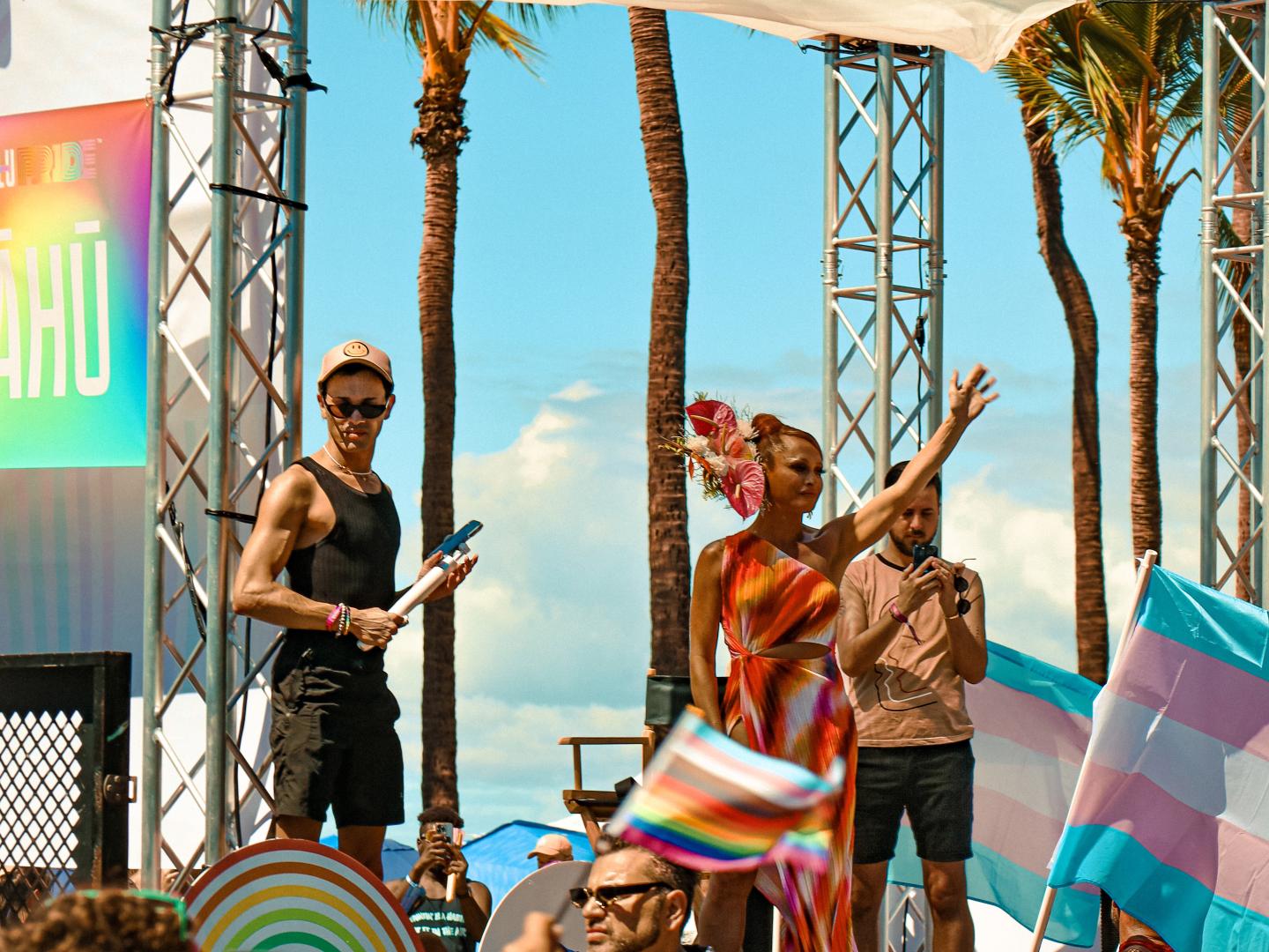 Festivities during the annual Honolulu Pride Parade & Festival in Honolulu, Hawai'i