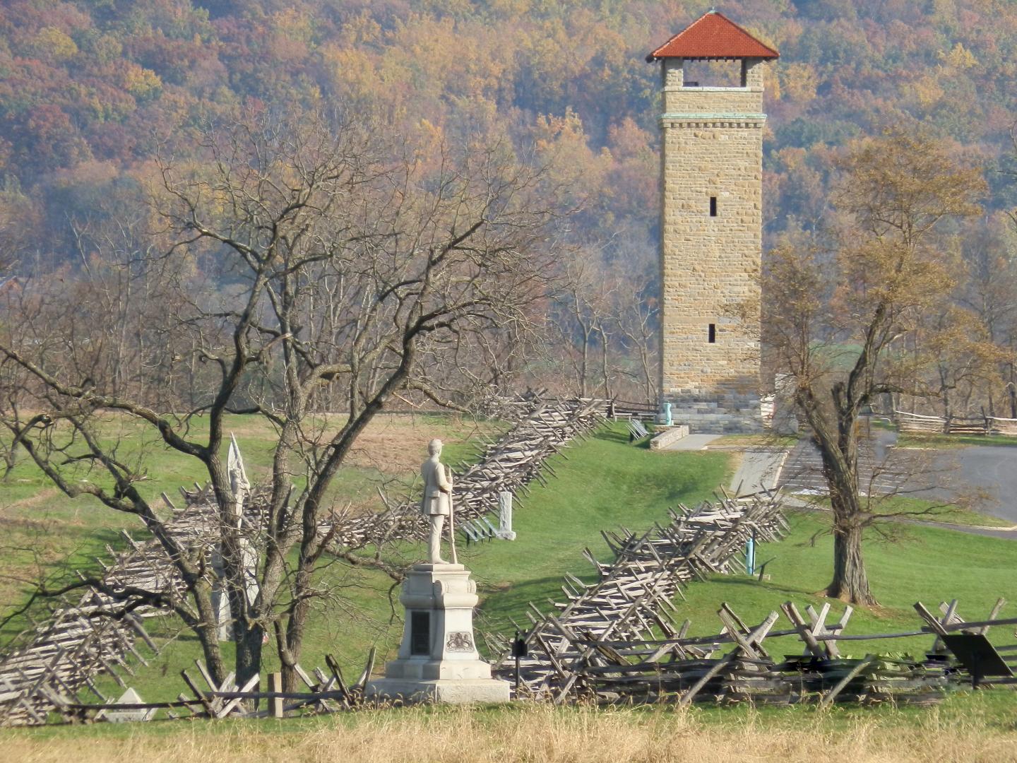 Monuments at the Civil War battlefield of Antietam