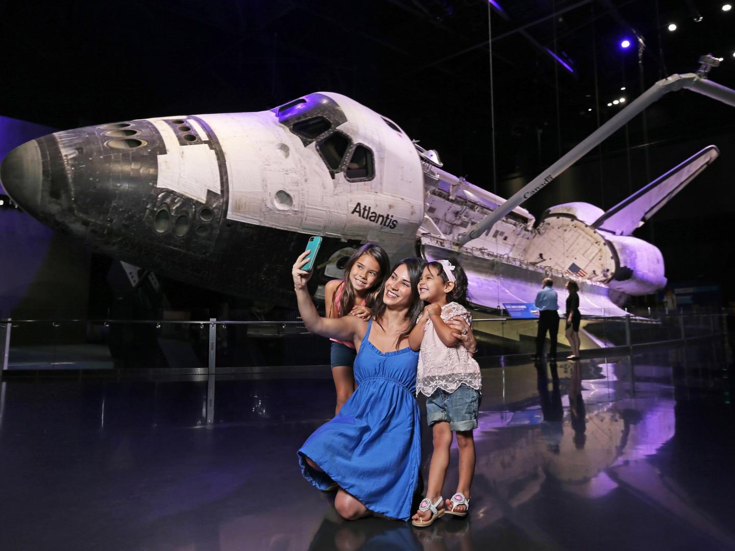 Family selfie at Kennedy Space Center Visitor Complex in Cape Canaveral, Florida