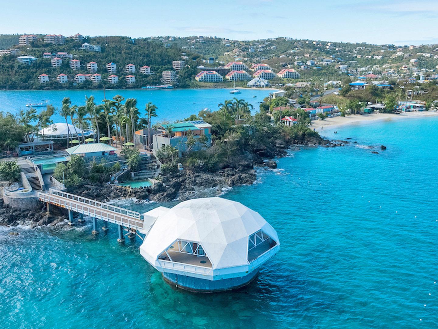 Aerial view of the Coral World Ocean Park in St. Thomas, U.S. Virgin Islands