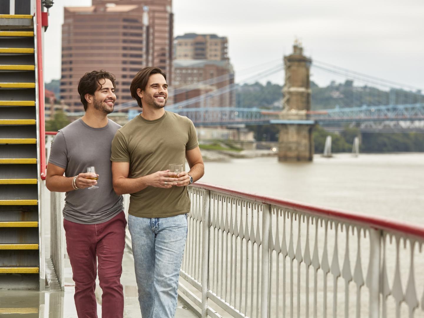 Taking in sights along the Ohio River in Newport, Kentucky Taking in sights along the Ohio River in Newport, Kentucky
