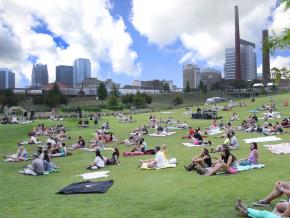 Enjoying the day at Railroad Park